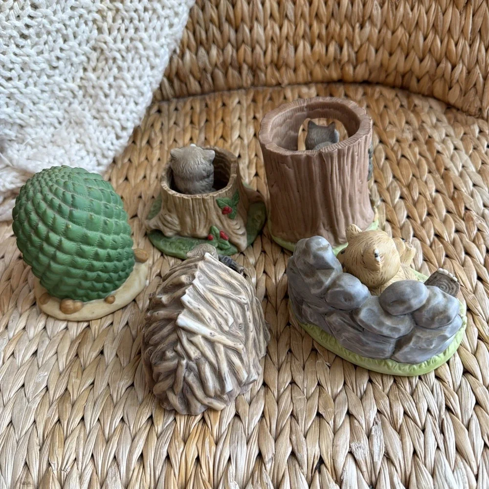 Lot of 5 Vtg FM 1984 Woodland Surprises Squirrel,Raccoon,Bear,owl,beaver